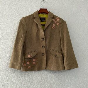 American Eagle Y2K Herringbone Floral Embroidered Blazer